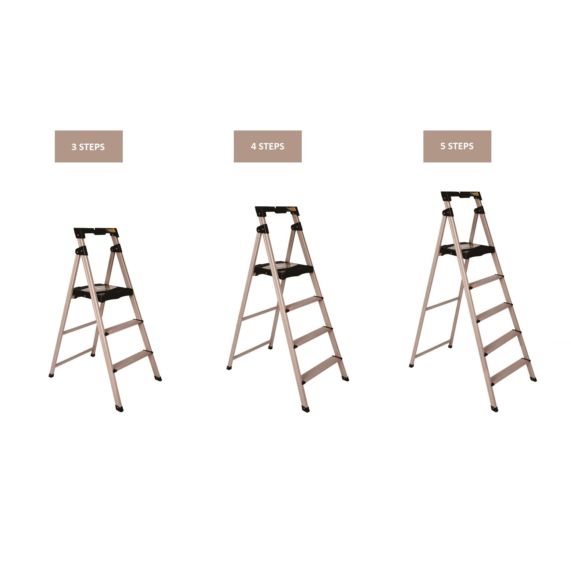 Boomjoy 3 Step Ladder Aluminium Rose