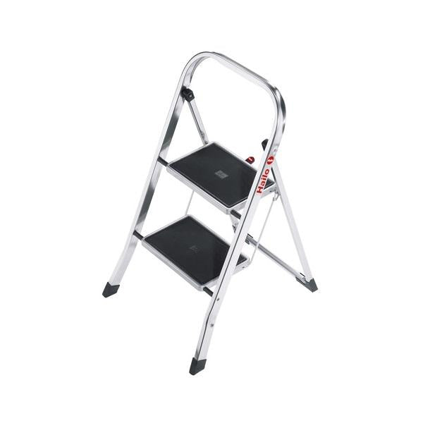 Hailo K30 Aluminium Fold-Step Black Non Slip Mat 2 Steps