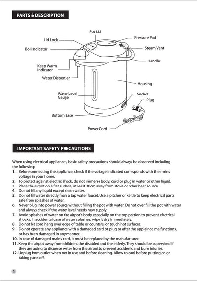 My Choice 2.5L Electric Airpot with Stainless Steel (MC250)