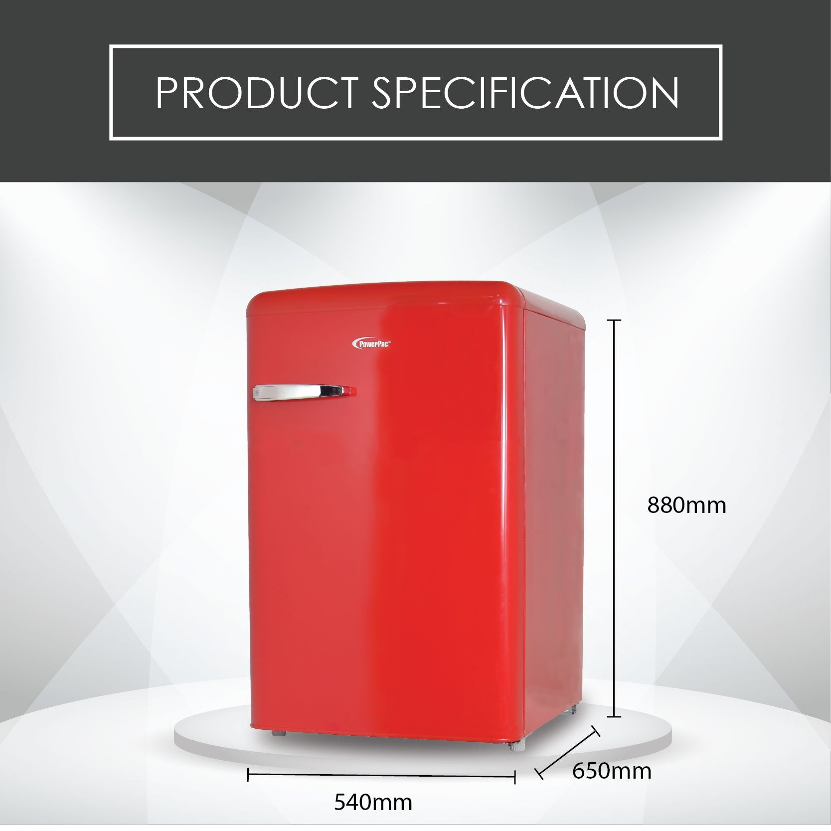 PowerPac 106L 1 Door Retro Fridge with Freezer - Retro Red (PPF108R)