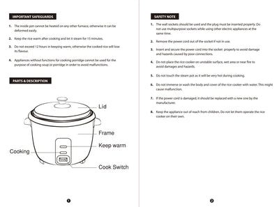 PowerPac 1L Rice Cooker with Aluminium Inner Pot (PPRC4)
