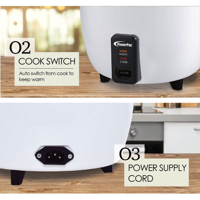 PowerPac 0.6L Rice Cooker with Aluminium Inner Pot (PPRC2)