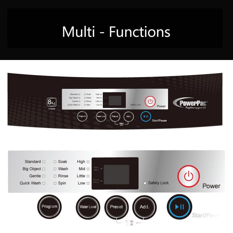 PowerPac Top Load Washing Machine 8Kg Washload (PPW888)