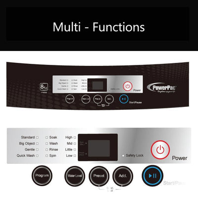 PowerPac Top Load Washing Machine 8Kg Washload (PPW888)